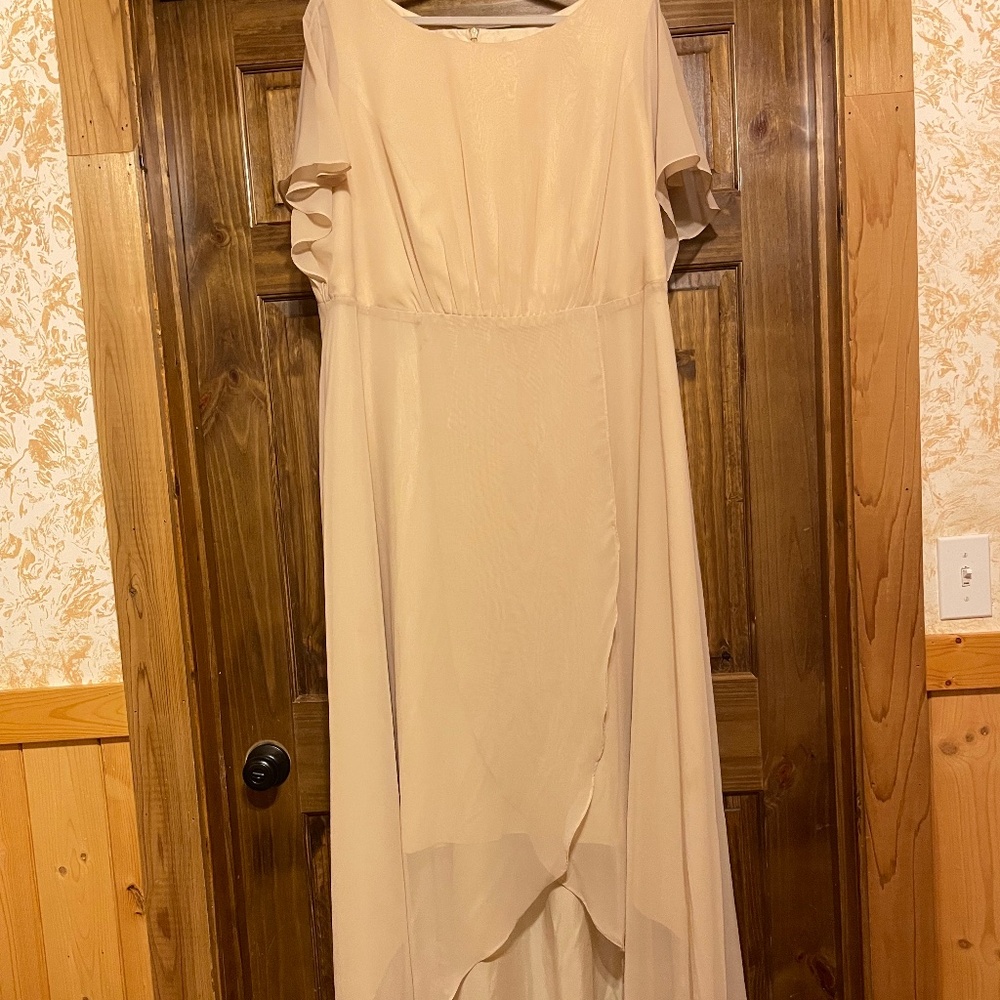A-line Scoop Asymmetrical Chiffon Bridesmaid Dress With Ruffle